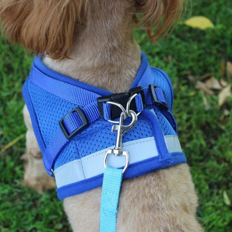 1Pc Vest Harness Leash Adjustable Mesh Vest Dog Harness Collar Chest Strap Leash Harnesses with Traction Rope XS/S/M/L/XL