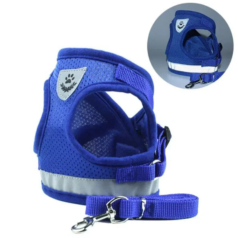 1Pc Vest Harness Leash Adjustable Mesh Vest Dog Harness Collar Chest Strap Leash Harnesses with Traction Rope XS/S/M/L/XL