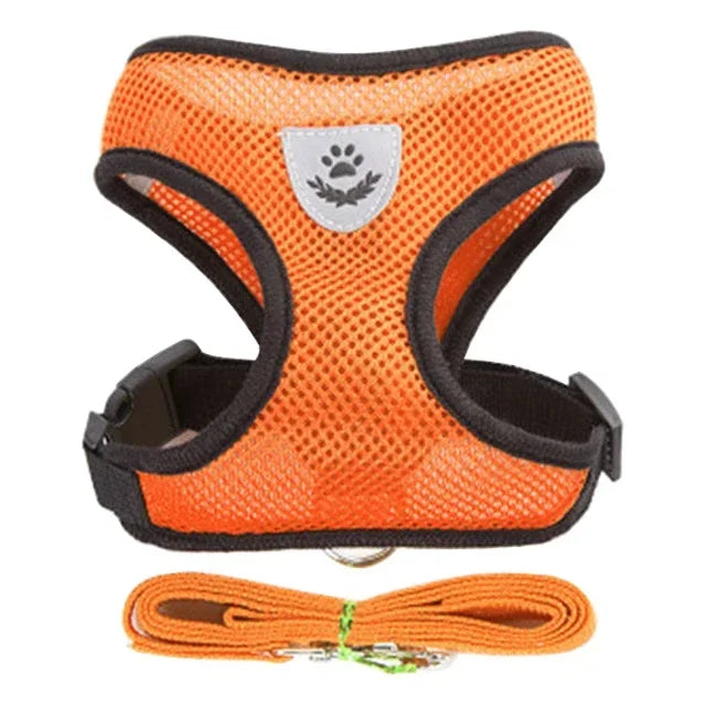 Arnés Chaleco Ajustable para Gatos y Perros - Malla Transpirable con Correa