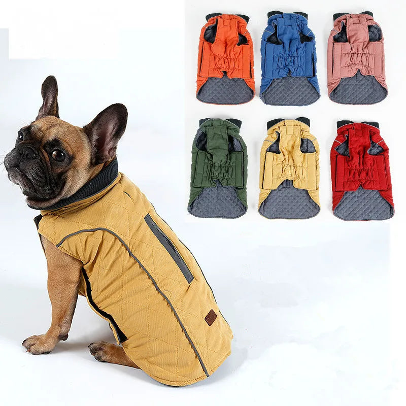New Winter Coat Retro Design Cozy Winter Dog Pet Jacket Vest Warm Pet Outfit Clothes Dor Dogs 6 Colors