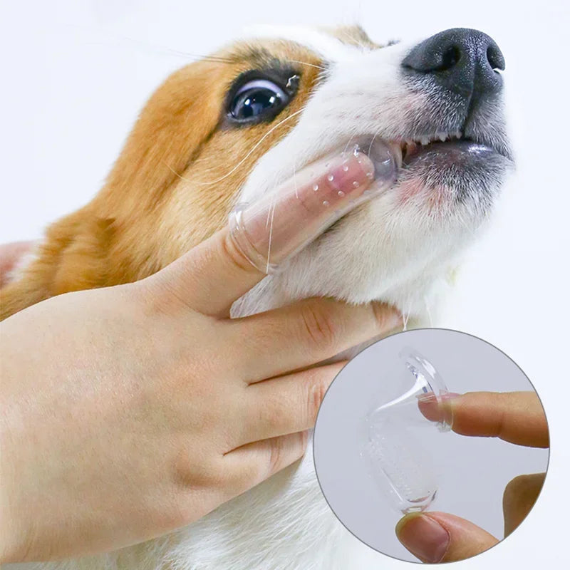 Cepillo Dental Dedo Mascotas - Silicona Suave Limpieza Dientes Perros Gatos