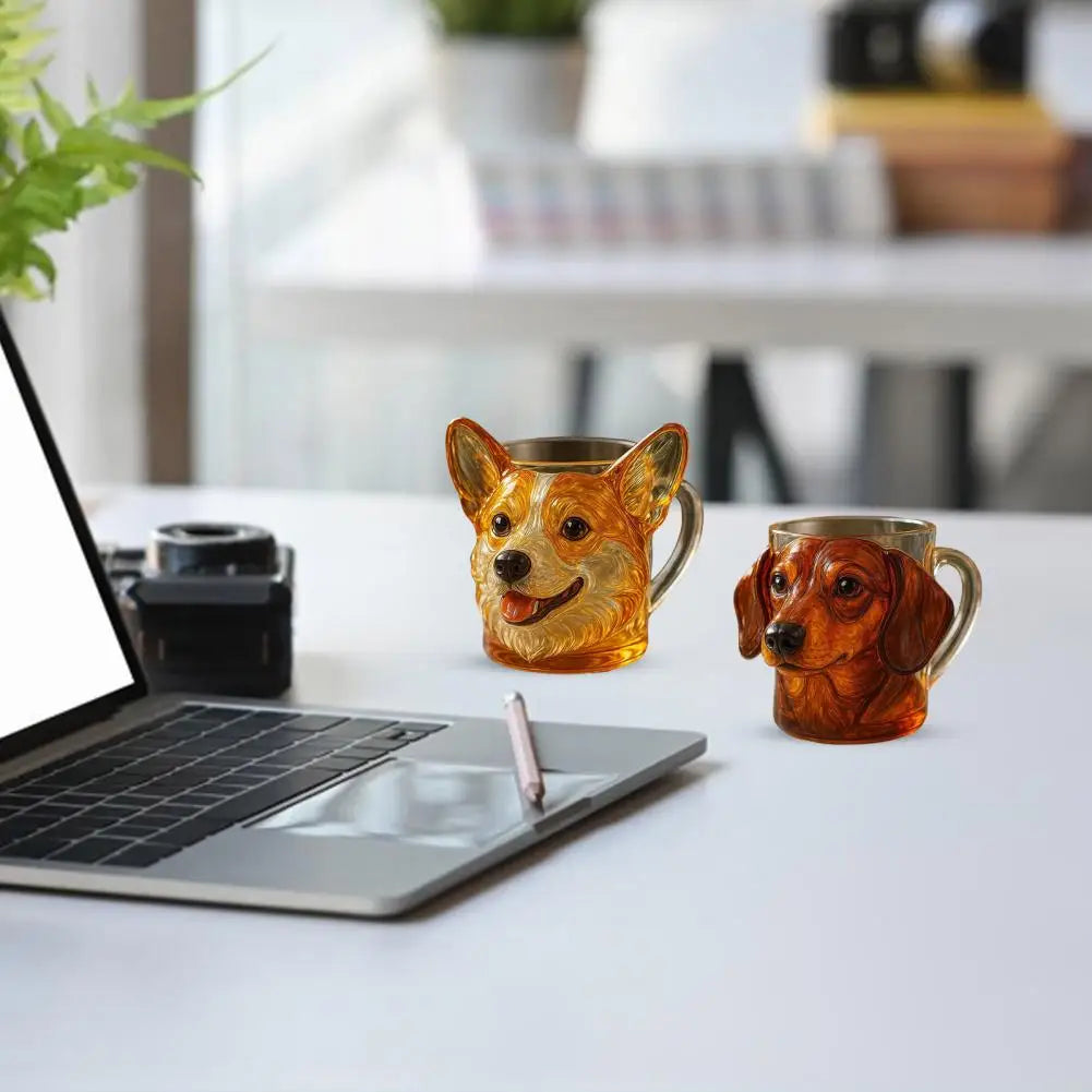 Taza 3D Cara Perro - Vaso Cristal Divertido Amantes Mascotas Escultural