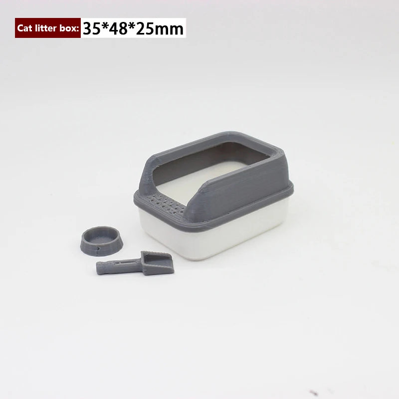 Set 3 Piezas Miniatura Caja Arena Gatos - Decoración Casa Muñecas DIY
