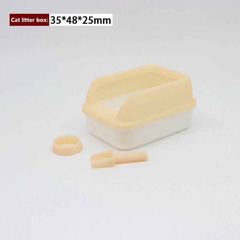 Set 3 Piezas Miniatura Caja Arena Gatos - Decoración Casa Muñecas DIY