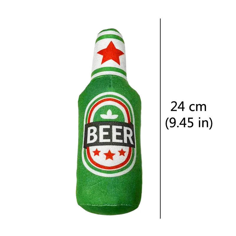 Juguete Botella Cerveza Peluche - Squeaker Limpieza Dental Perros Divertido