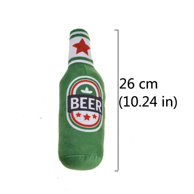 Juguete Botella Cerveza Peluche - Squeaker Limpieza Dental Perros Divertido