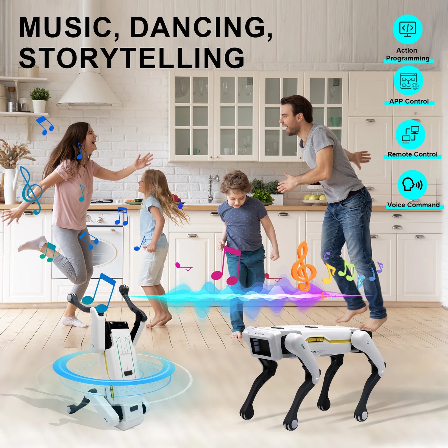 Robot Perro Inteligente AI - Control Remoto APP Programable Canta Baila