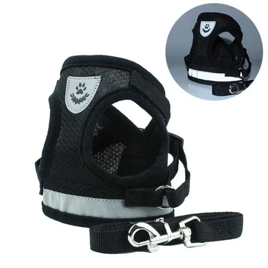 1Pc Vest Harness Leash Adjustable Mesh Vest Dog Harness Collar Chest Strap Leash Harnesses with Traction Rope XS/S/M/L/XL