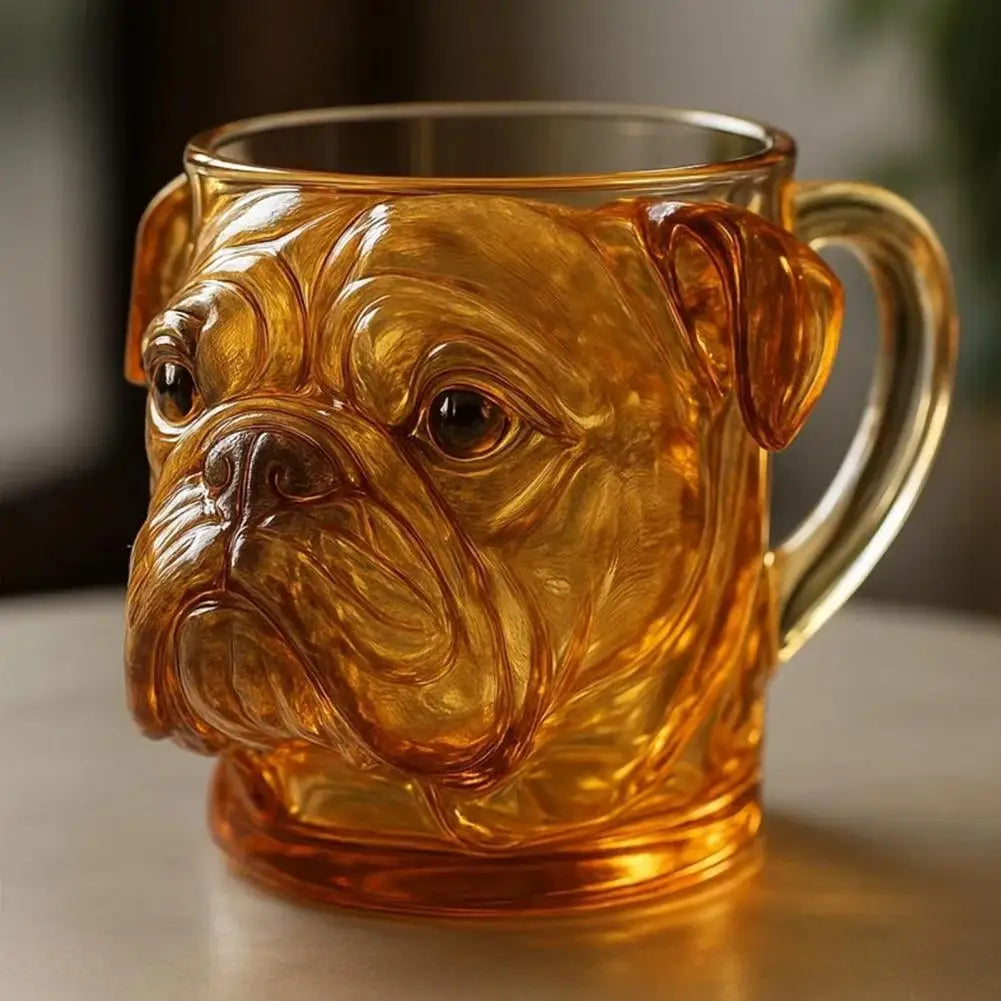 Taza 3D Cara Perro - Vaso Cristal Divertido Amantes Mascotas Escultural