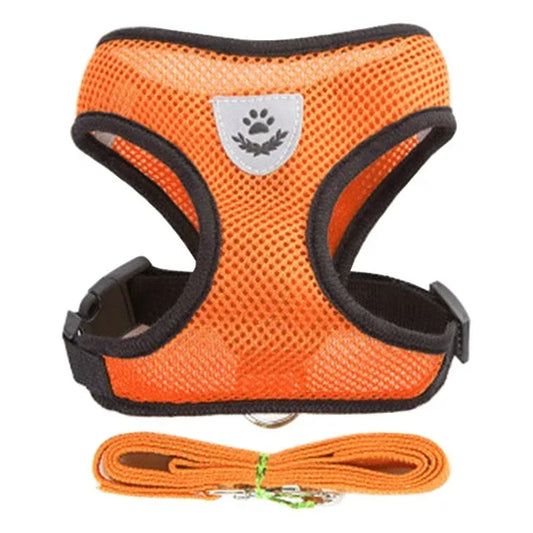 Arnés Chaleco Ajustable para Gatos y Perros - Malla Transpirable con Correa