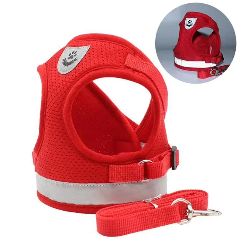 1Pc Vest Harness Leash Adjustable Mesh Vest Dog Harness Collar Chest Strap Leash Harnesses with Traction Rope XS/S/M/L/XL