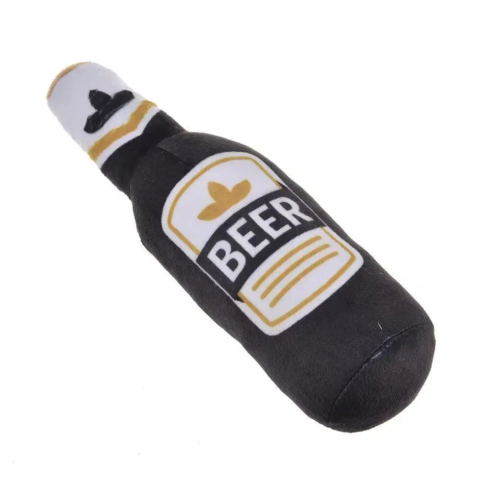 Juguete Botella Cerveza Peluche Premium - Squeaker Dental Perros Todos Tamaños