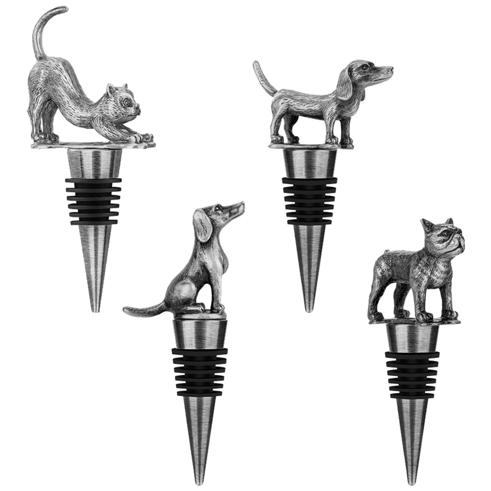 Tapones Vino Decorativos Mascotas - Aleación Zinc Silicona Bar Perro Gato