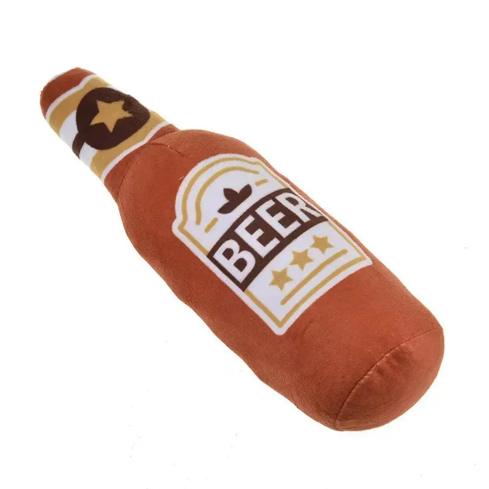 Juguete Botella Cerveza Peluche Premium - Squeaker Dental Perros Todos Tamaños