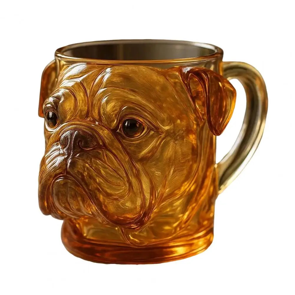 Taza 3D Cara Perro - Vaso Cristal Divertido Amantes Mascotas Escultural