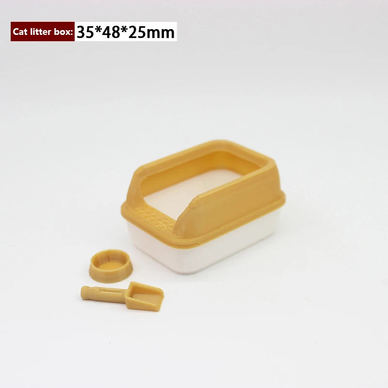 Set 3 Piezas Miniatura Caja Arena Gatos - Decoración Casa Muñecas DIY