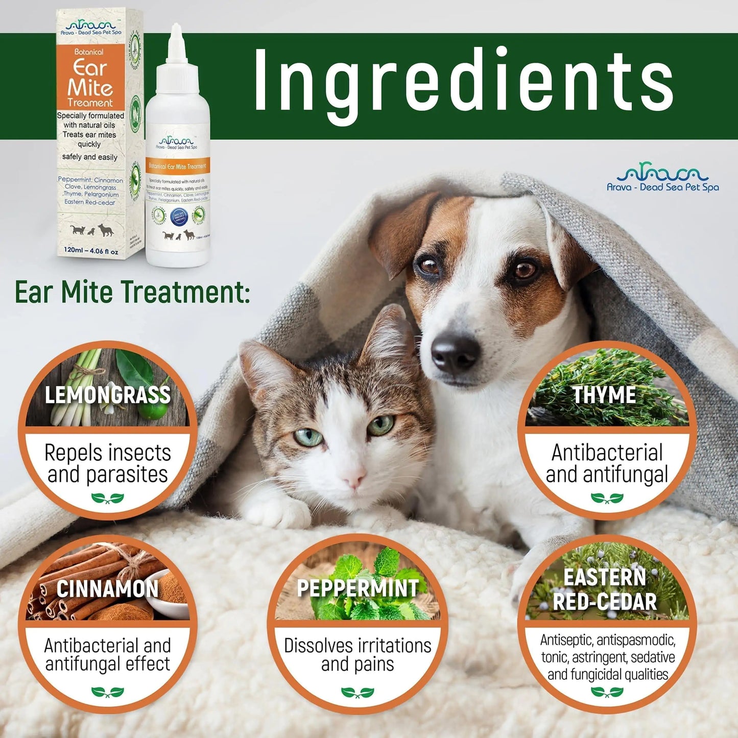 Tratamiento Natural para Ácaros de Oído en Perros y Gatos, Limpiador de Infecciones por Ácaros de Oído