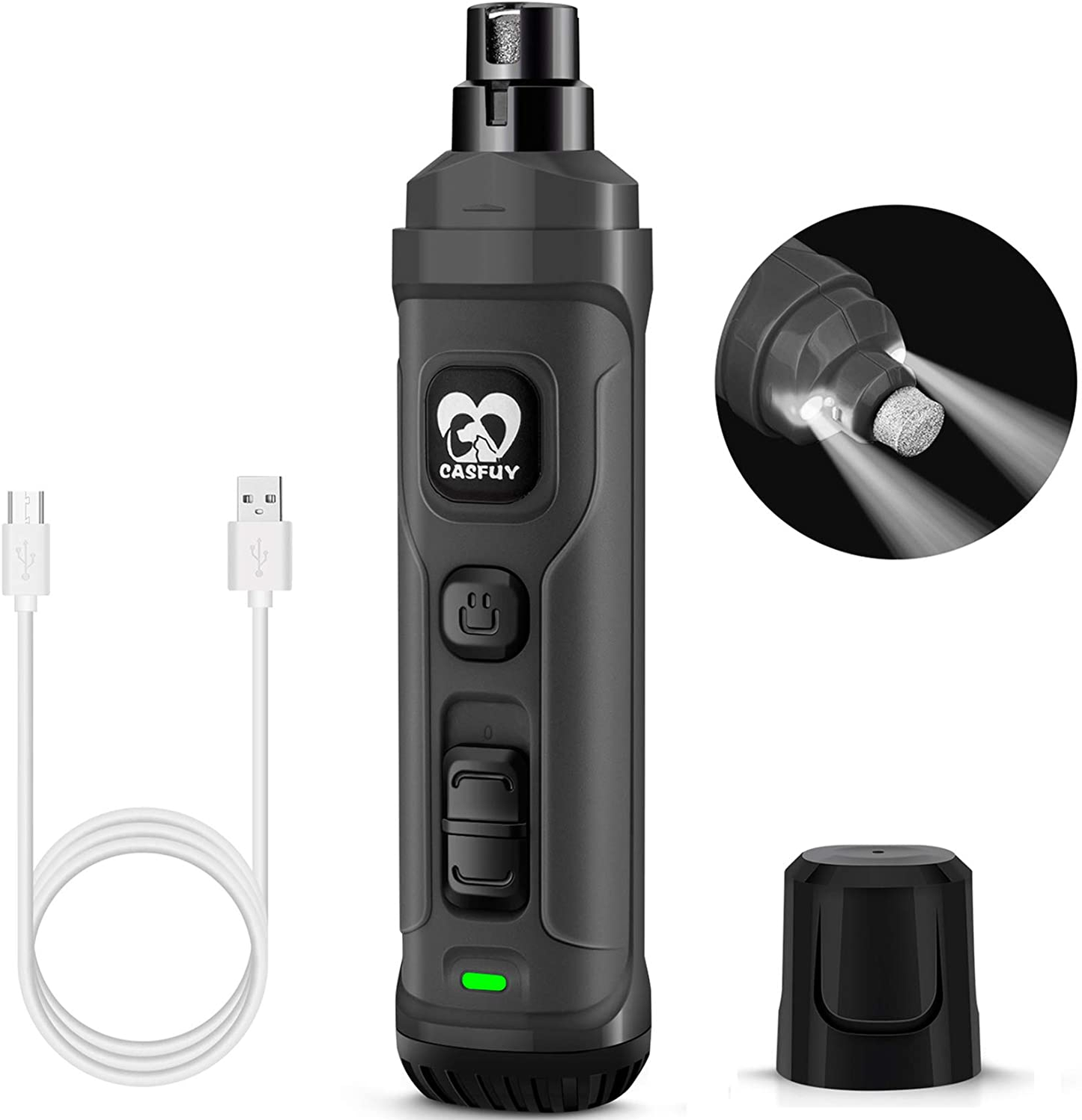 Cortauñas Eléctrico con 2 LED - 2 Velocidades Silencioso Gris