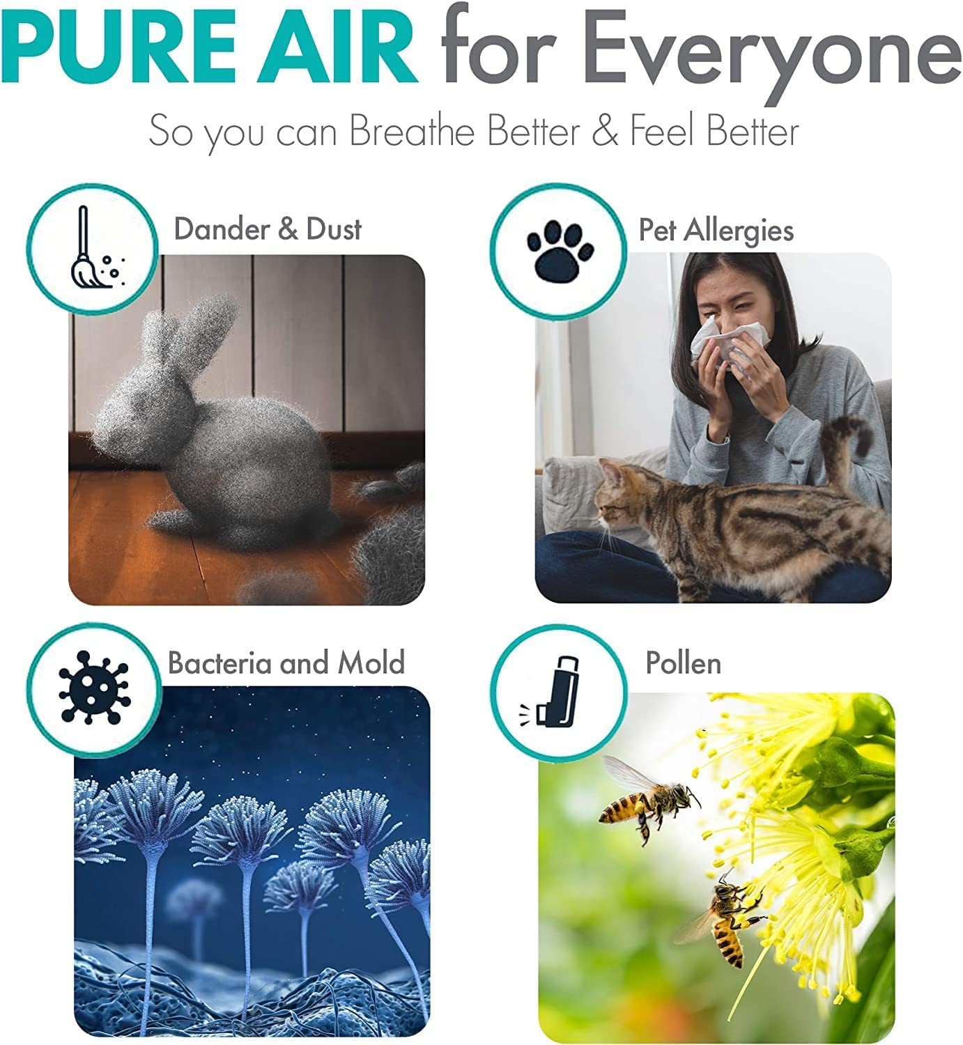Purificador Aire HEPA BreatheSmart FLEX - 1400 Pies² Anti-Olores
