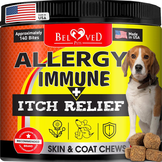 Chews para Alivio de Alergias y Picazón en Perros con Tratamiento para Piel Seca y Erupciones, con Omega-3
