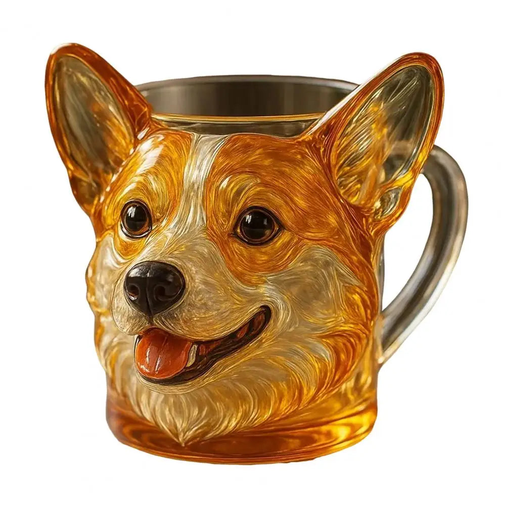 Taza 3D Cara Perro - Vaso Cristal Divertido Amantes Mascotas Escultural