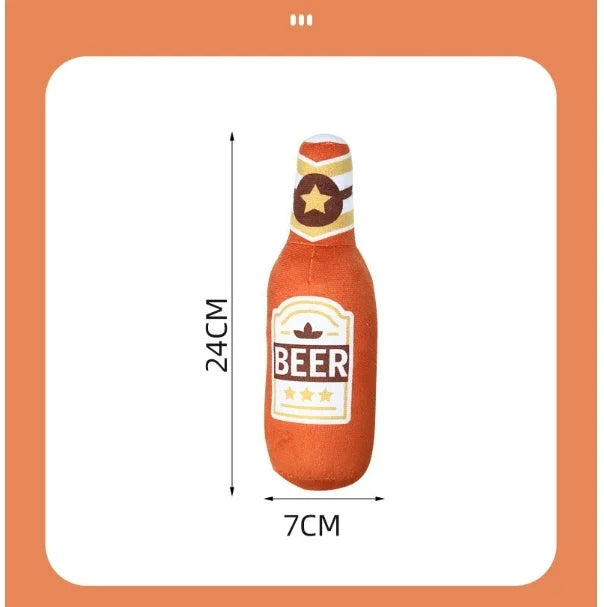 Juguete Botella Cerveza Peluche Premium - Squeaker Dental Perros Todos Tamaños