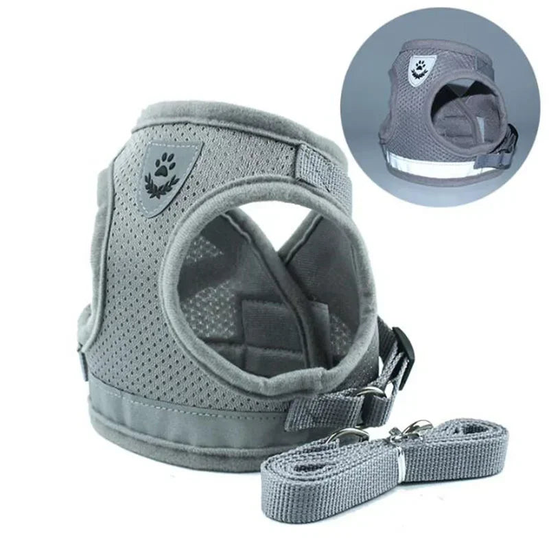 1Pc Vest Harness Leash Adjustable Mesh Vest Dog Harness Collar Chest Strap Leash Harnesses with Traction Rope XS/S/M/L/XL