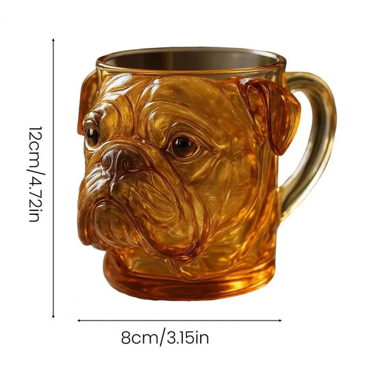Taza 3D Cara Perro - Vaso Cristal Divertido Amantes Mascotas Escultural