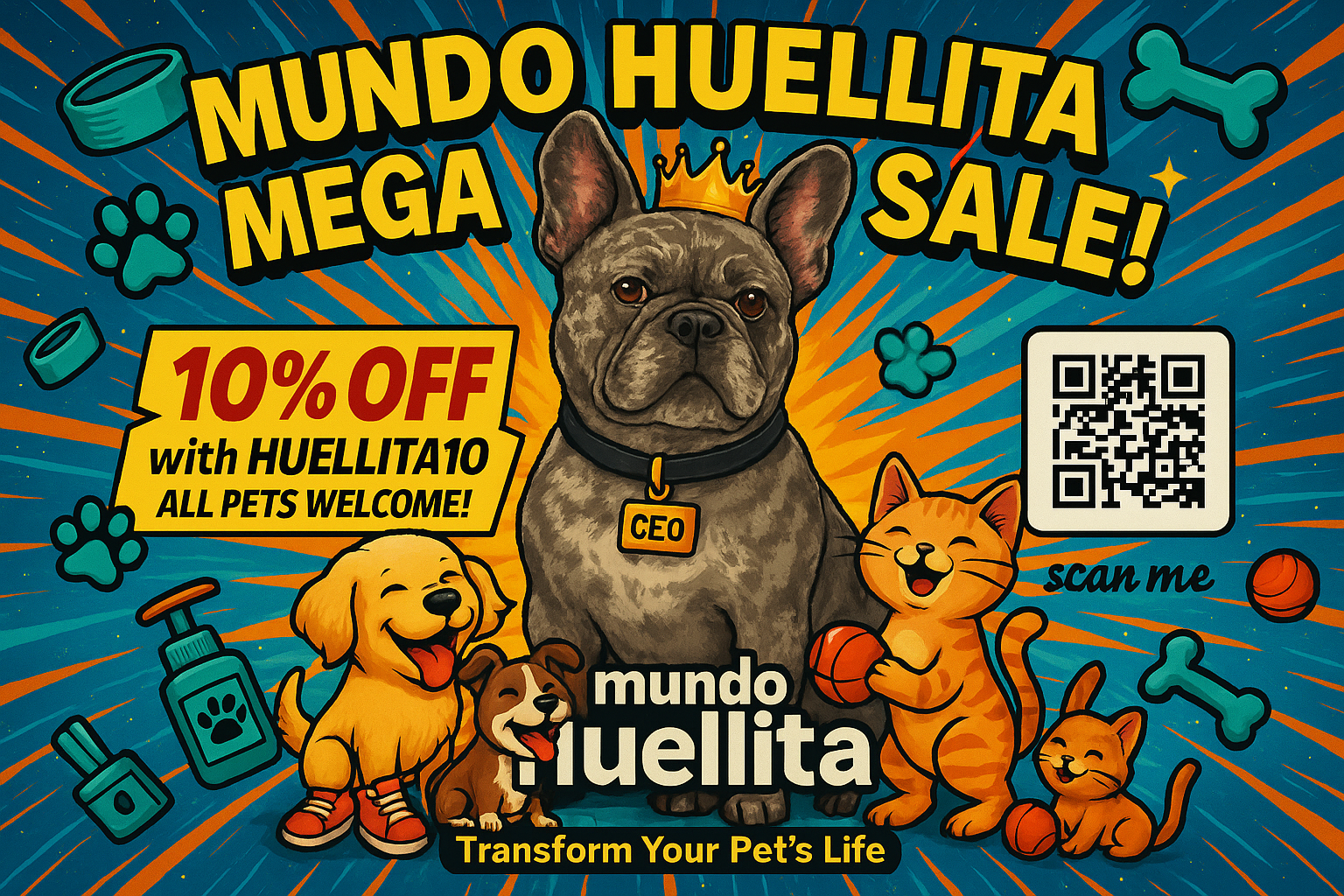 Banner mega explosivo con tu French Bulldog CEO de Mundo Huellita