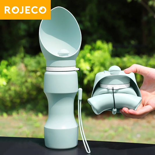 Botella Agua Portátil ROJECO - Bowl Plegable Silicona Perros Gatos Viaje