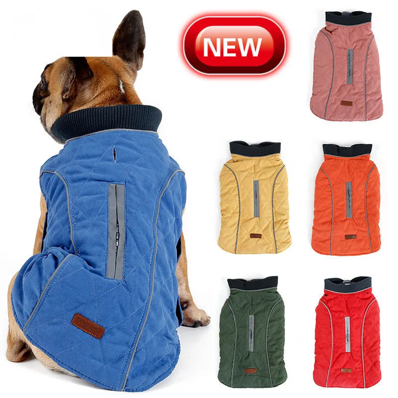 New Winter Coat Retro Design Cozy Winter Dog Pet Jacket Vest Warm Pet Outfit Clothes Dor Dogs 6 Colors