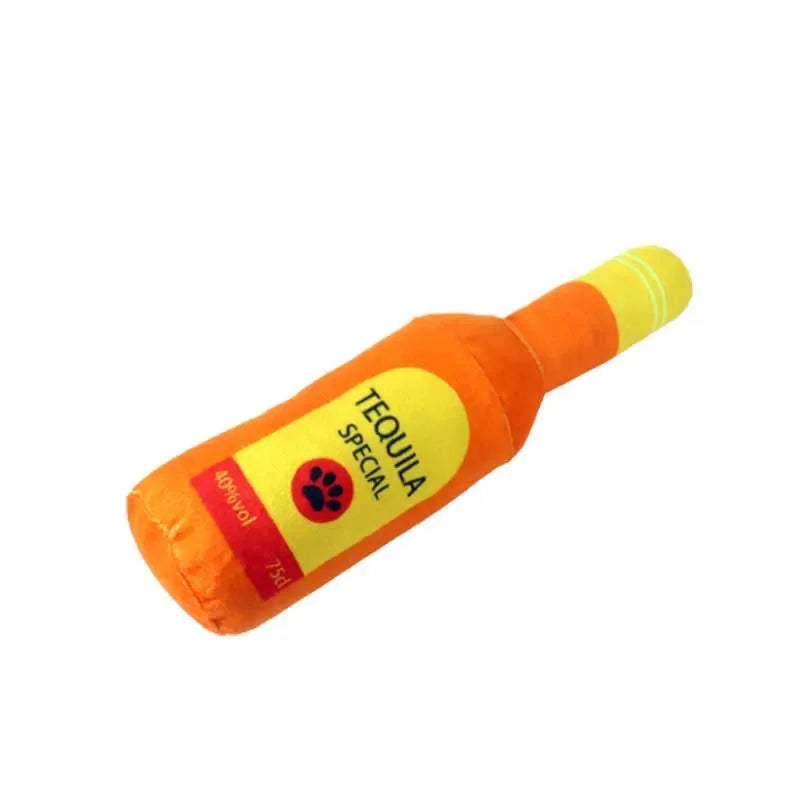 Juguete Botella Cerveza Peluche Premium - Squeaker Dental Perros Todos Tamaños