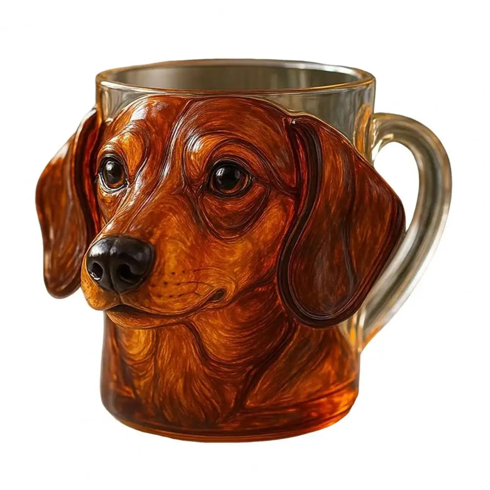 Taza 3D Cara Perro - Vaso Cristal Divertido Amantes Mascotas Escultural