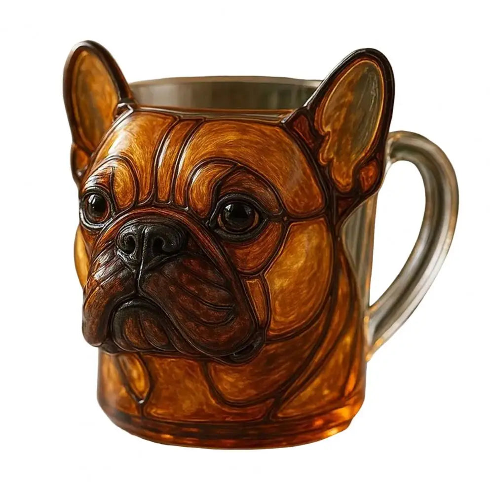 Taza 3D Cara Perro - Vaso Cristal Divertido Amantes Mascotas Escultural