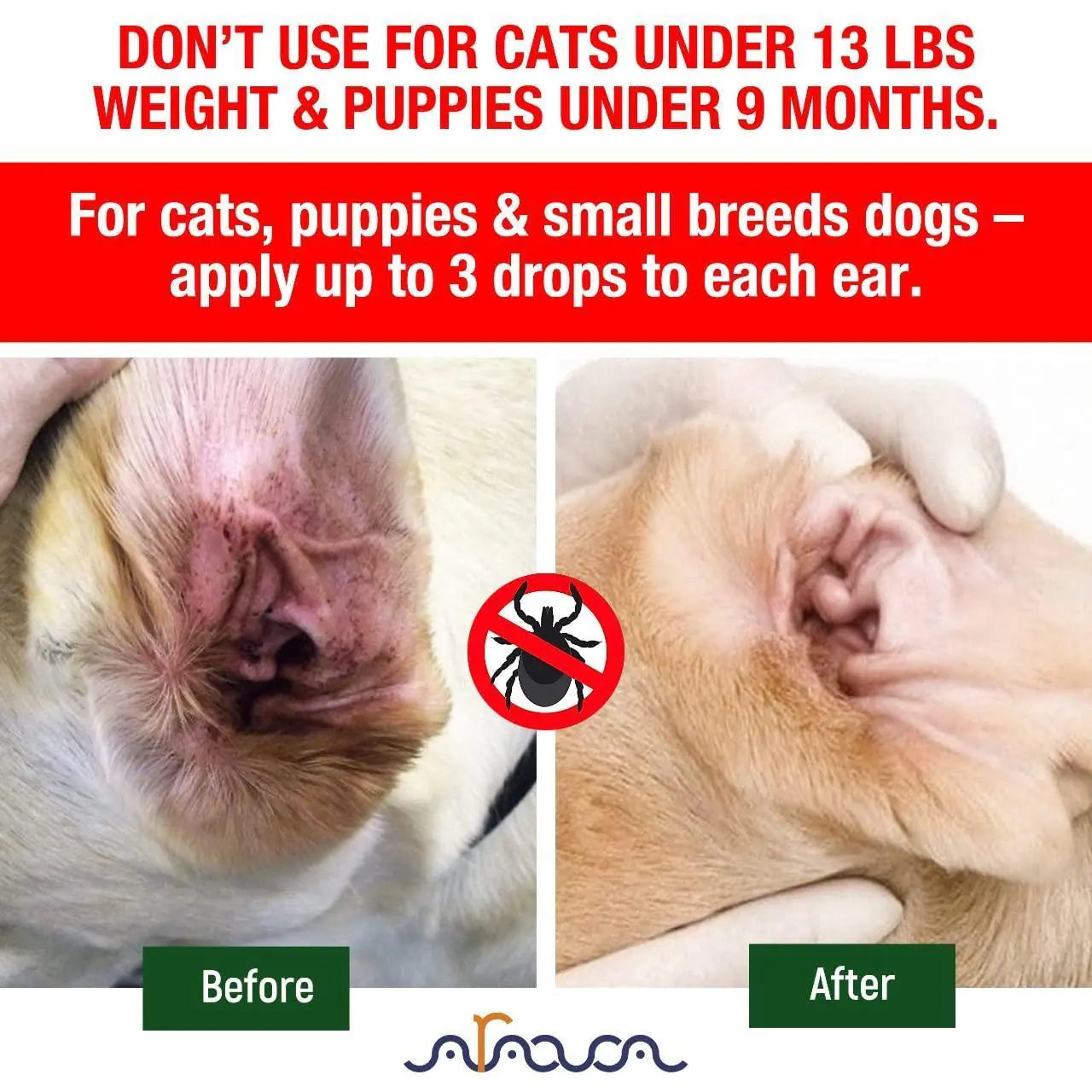 Tratamiento Natural para Ácaros de Oído en Perros y Gatos, Limpiador de Infecciones por Ácaros de Oído